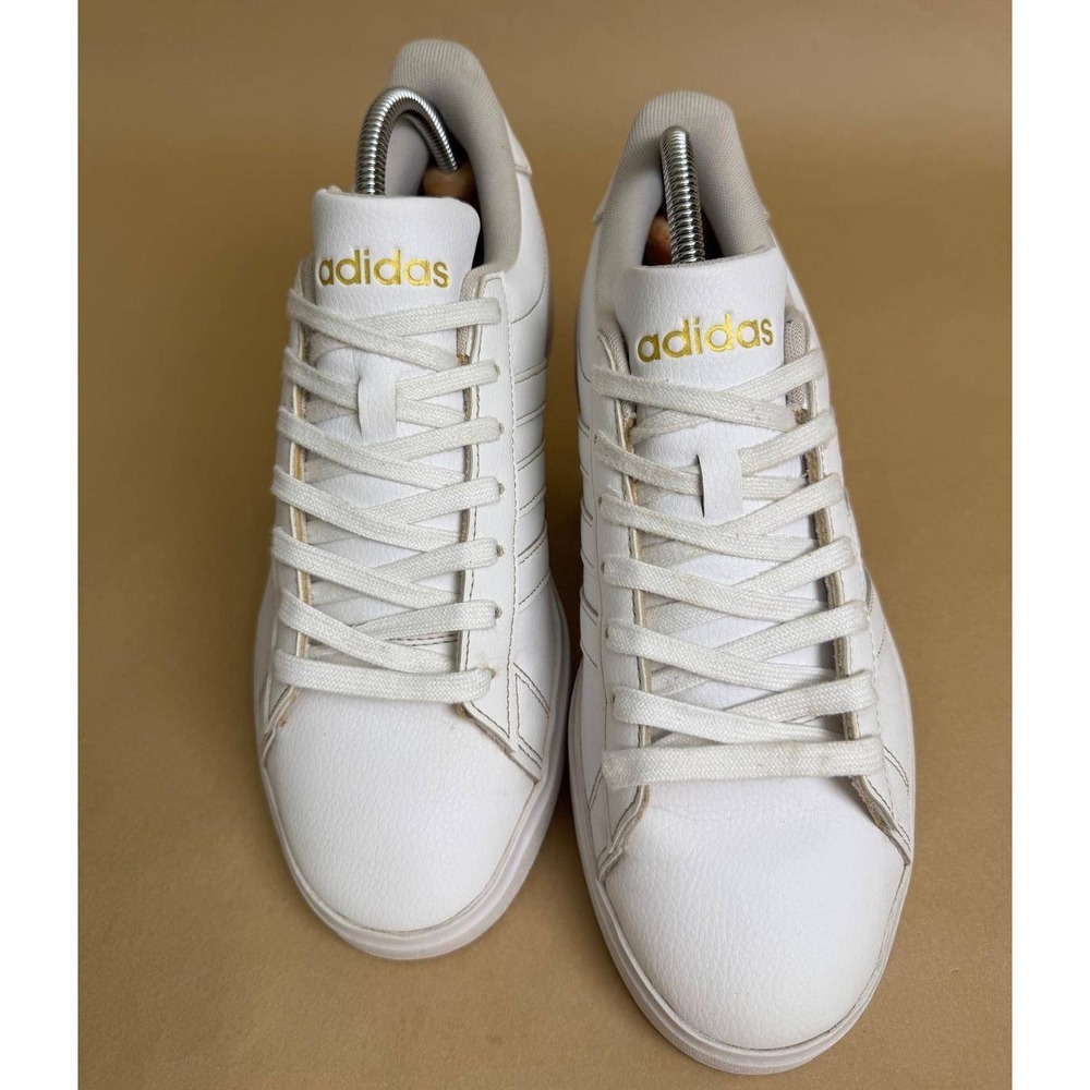 Adidas Grand Court Base 2.0 White Gold Sneakers GW9213 Womens 10